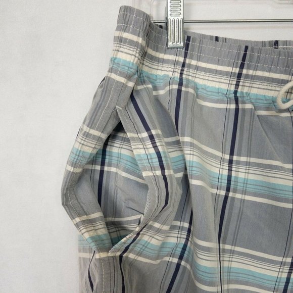 Lacoste Gray Plaid Board Short Mens XL Adjustable Waist Mesh Lined Swim Trunks - Picture 5 of 7
